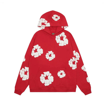 Men's Denim Hoodie with Floral Print 4