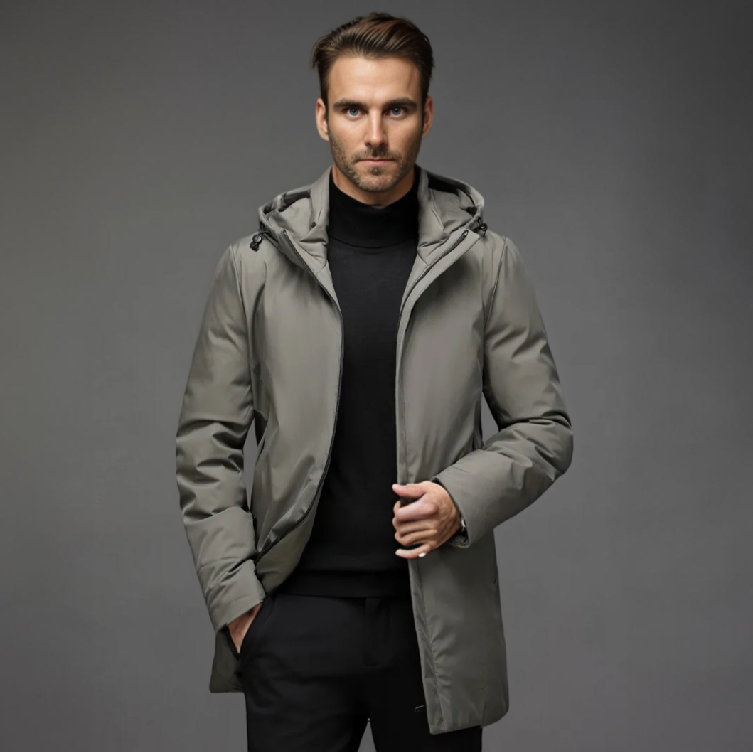 Men's Elegant Warm Winter Jacket with Hood 0