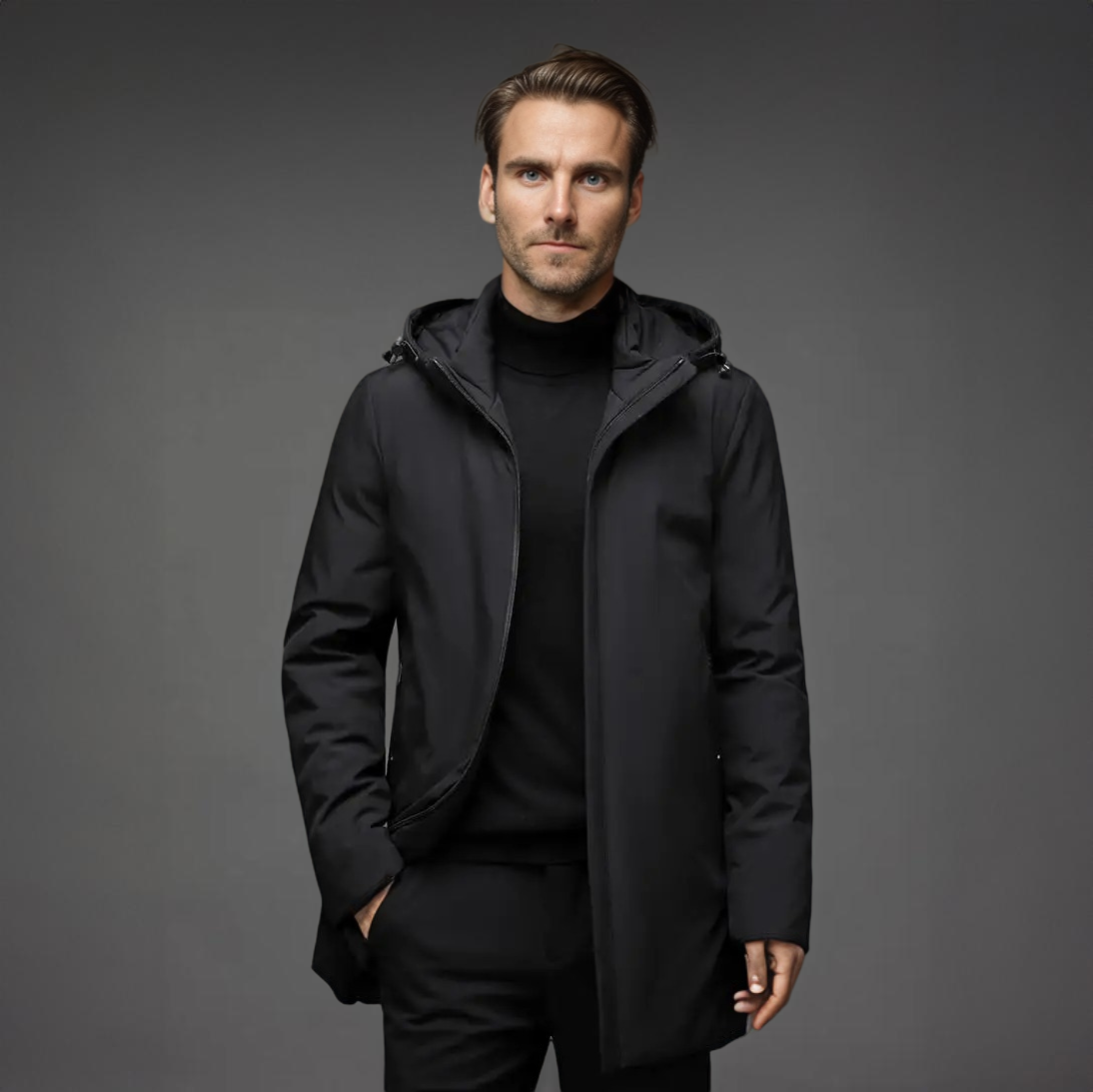 Men's Elegant Warm Winter Jacket with Hood 2