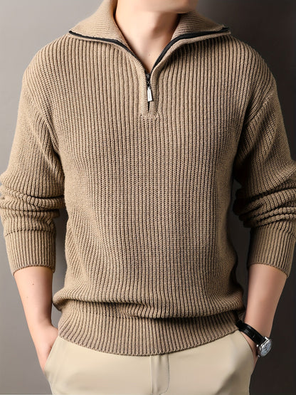 Men's Half-Zip Knit Sweater for Stylish Winter Look 1