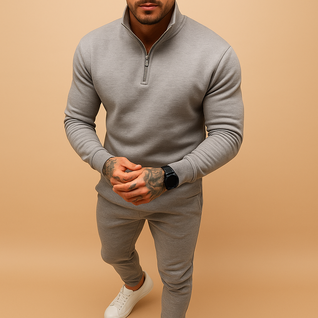 Men's Half-Zip Sweatshirt and Jogging Pants Set 1