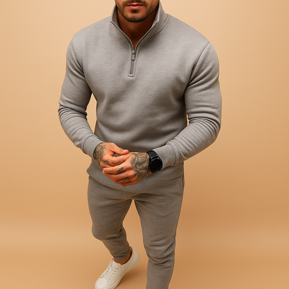 Men's Half-Zip Sweatshirt and Jogging Pants Set 1