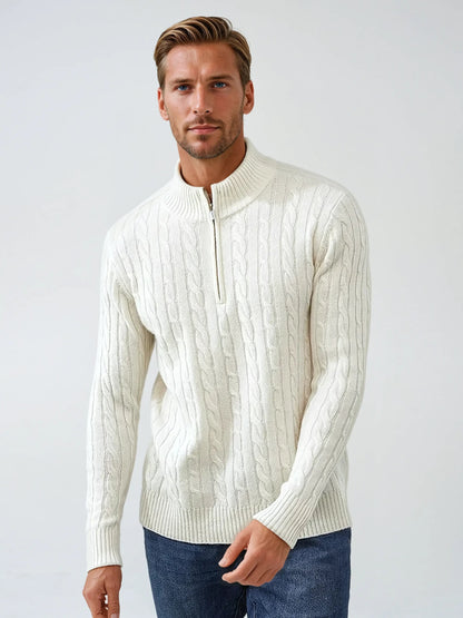Men's Half Zip Cable Knit Sweater 0