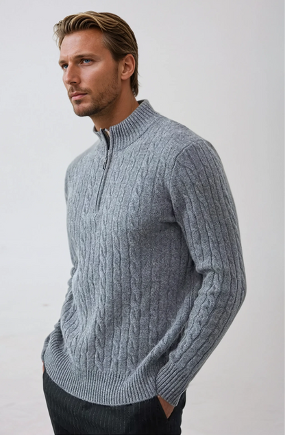 Men's Half Zip Cable Knit Sweater 2