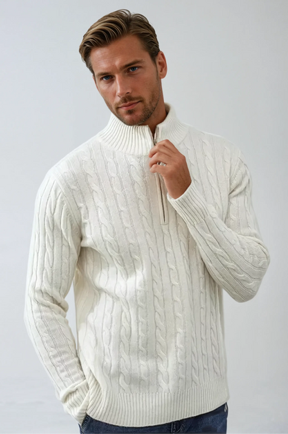 Men's Half Zip Cable Knit Sweater 3
