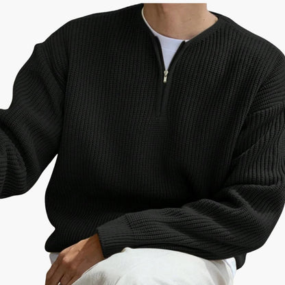 Men's Half Zip Striped Sweater with Long Sleeves 7