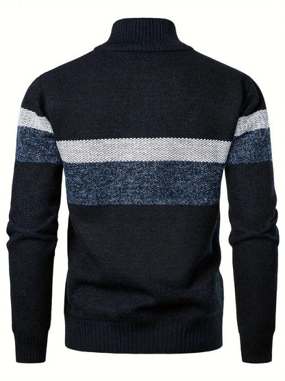 Men's Half Zip Sweater - Modern Knitted Design 3