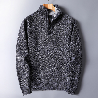 Men's Half Zip Sweater in Stylish Knit Fabric 0