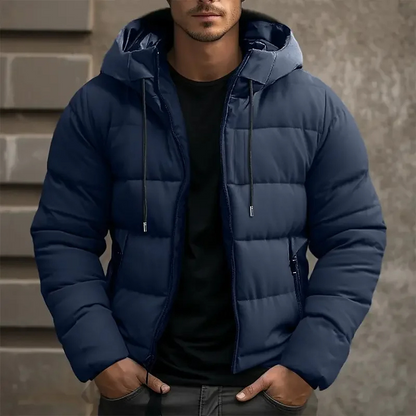 Men's Hooded Puffer Jacket with Zipper Pockets 5