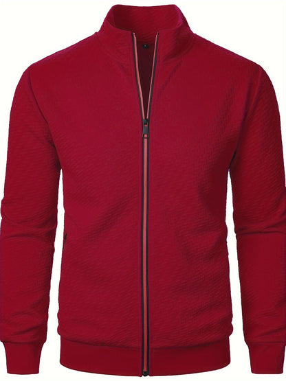Men's Jacquard Jacket with Stand Collar and Zipper 4