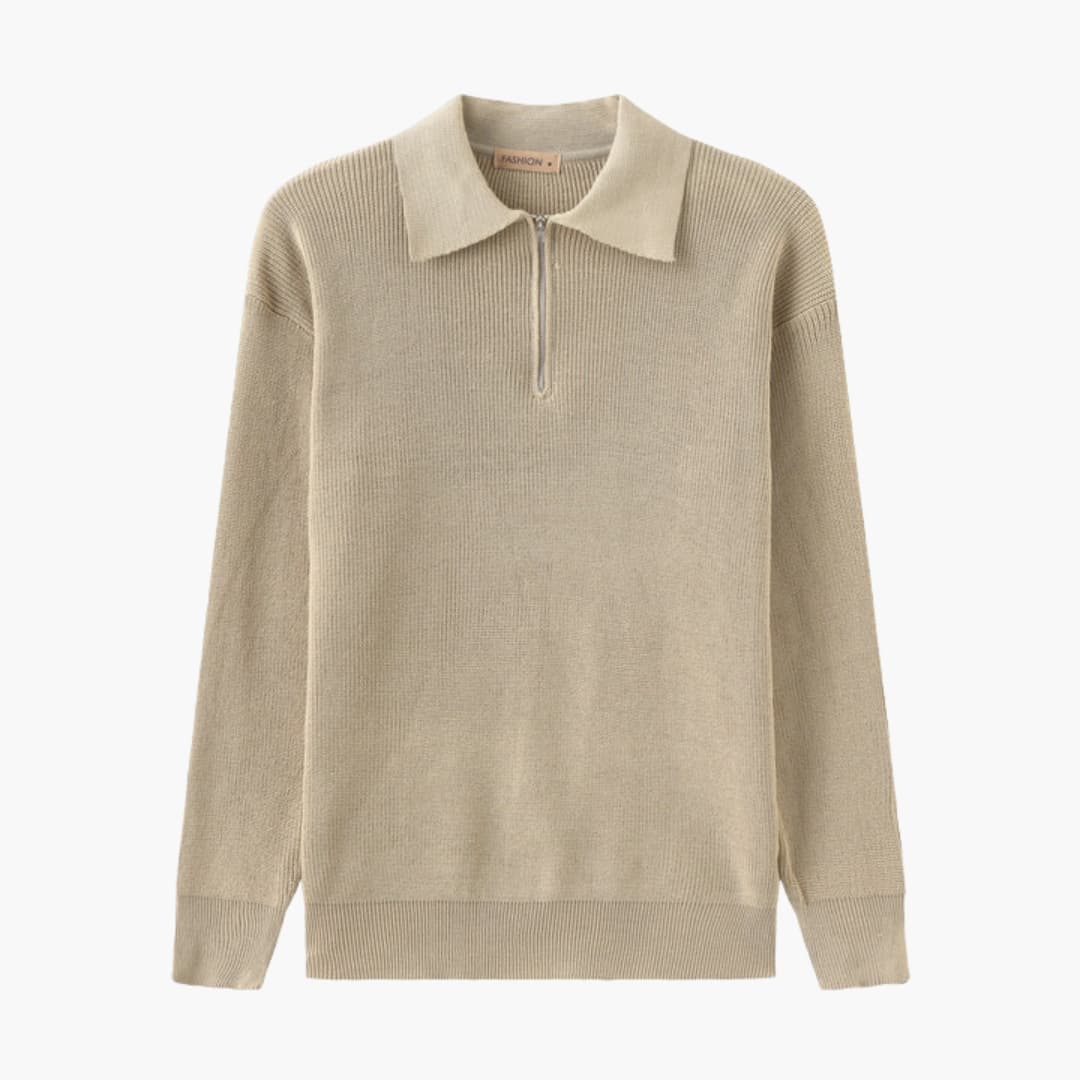 Men's Knit Sweater with Half-Zip Collar 3