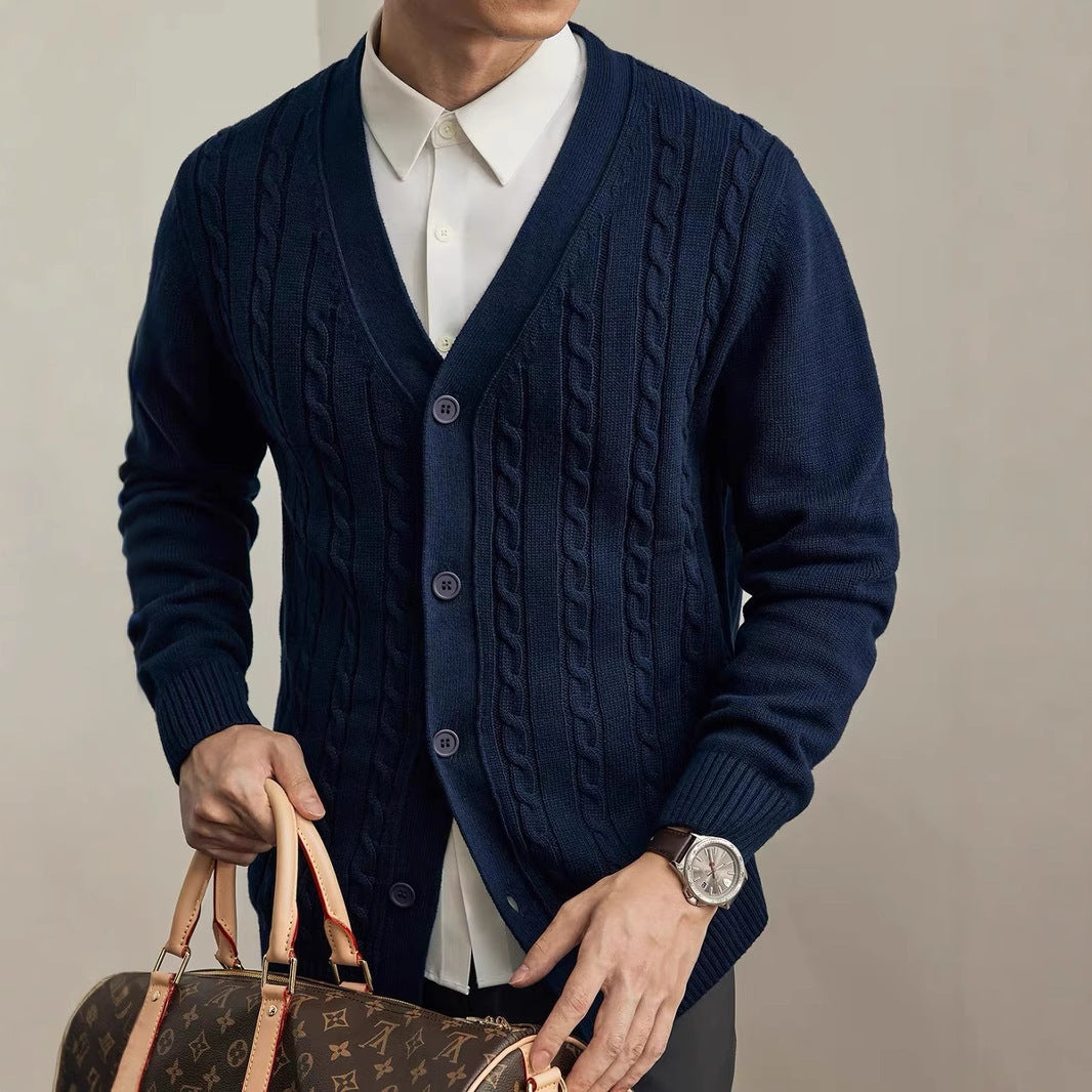 Men's Knitted Cardigan Sweater for Autumn and Winter 2