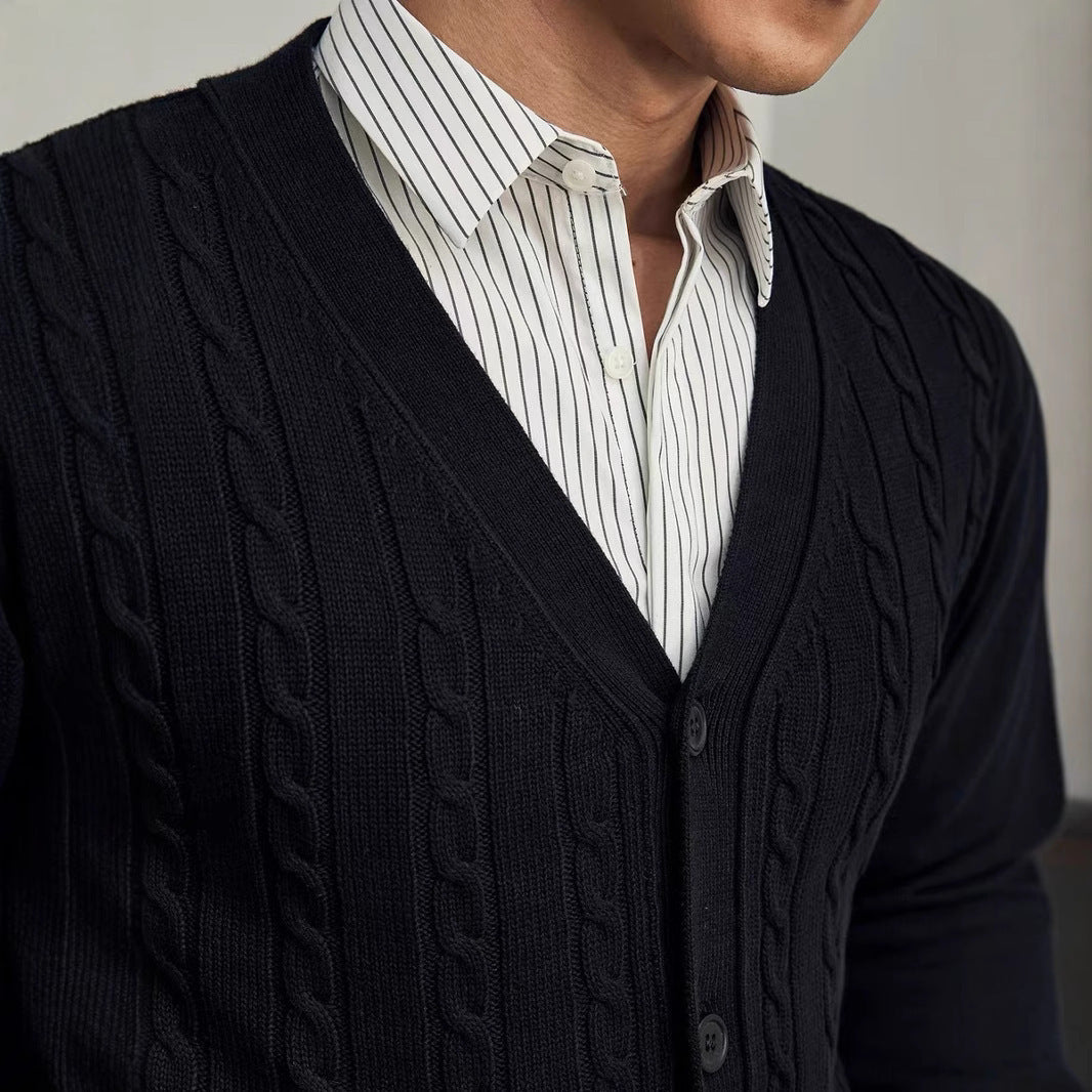 Men's Knitted Cardigan Sweater for Autumn and Winter 4