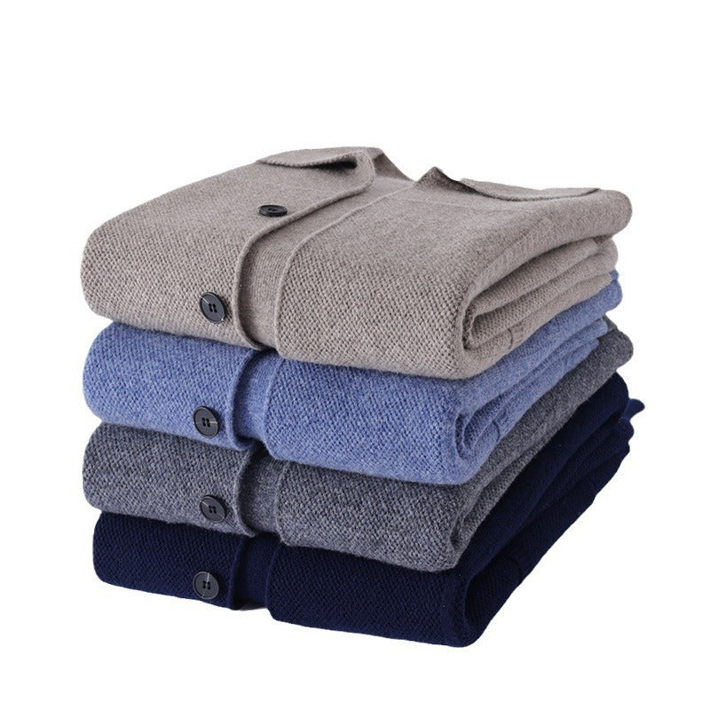 Men's Lapel Cardigan with Pockets for Casual and Business Wear 5