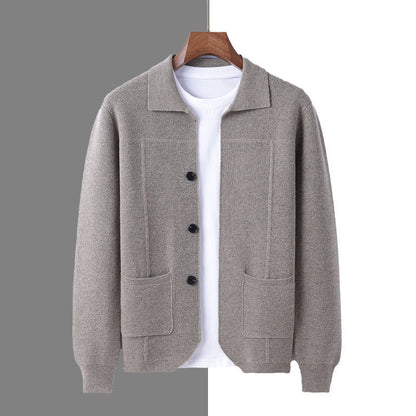 Men's Lapel Cardigan with Pockets for Casual and Business Wear 8