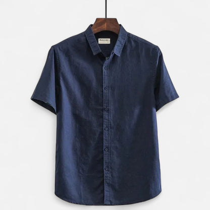 Men's Linen Short-Sleeved Shirt for Summer Comfort 0