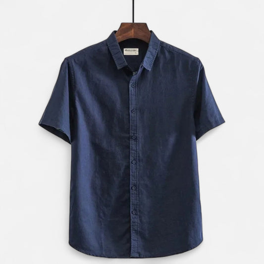 Men's Linen Short-Sleeved Shirt for Summer Comfort 0