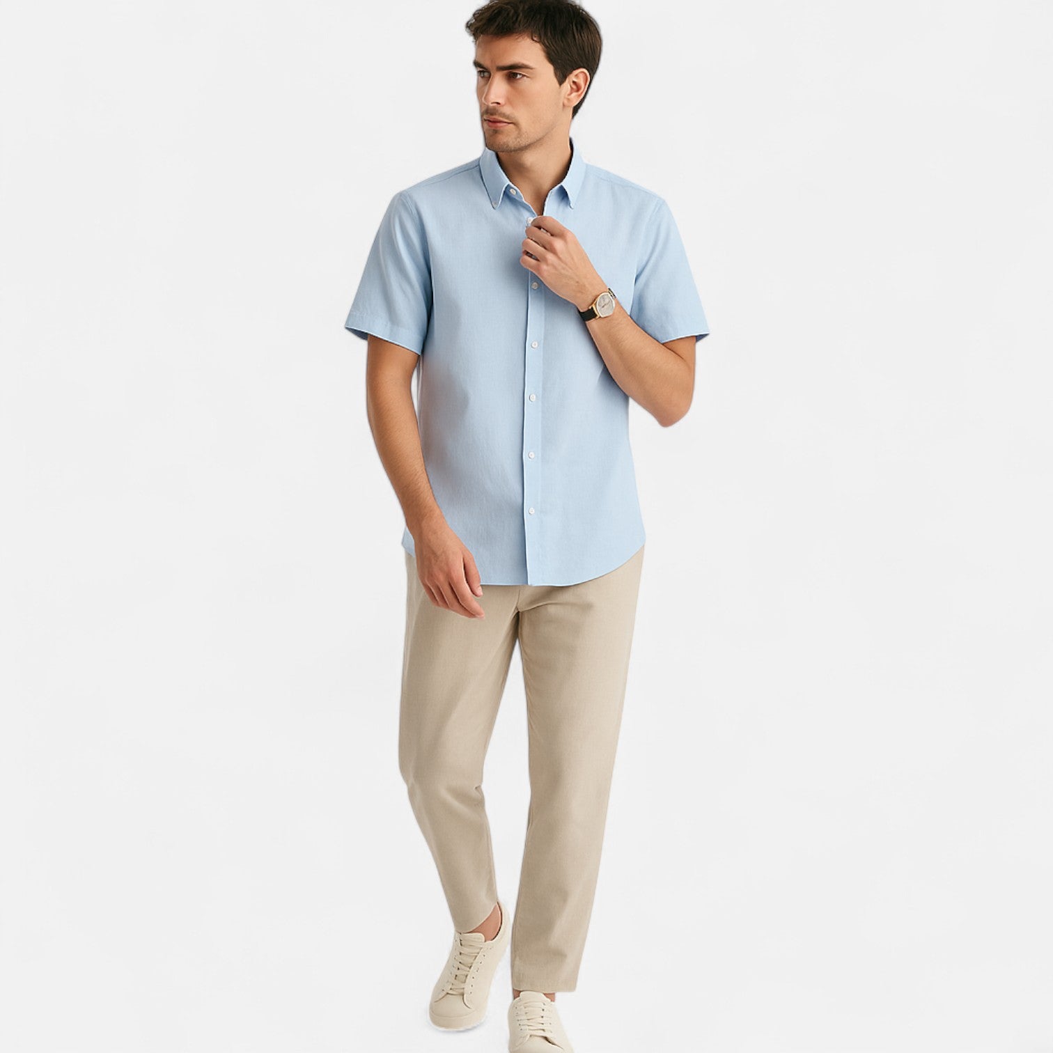 Men's Linen Short-Sleeved Shirt for Summer Comfort 1