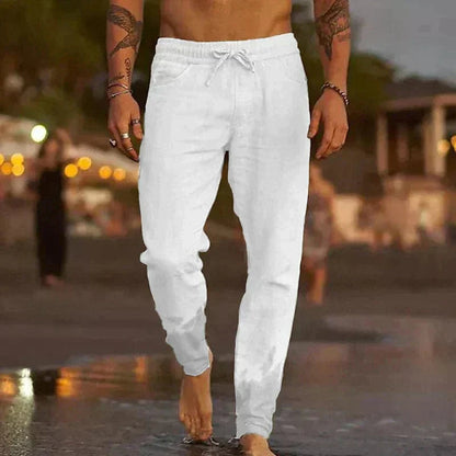 Men's Linen Trousers with Adjustable Drawstring Waist 4