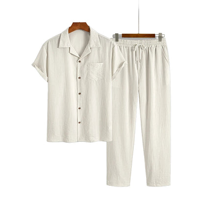 Men's Linen Two-Piece Summer Ensemble 0
