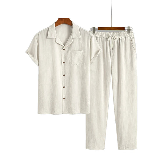 Men's Linen Two-Piece Summer Ensemble 0