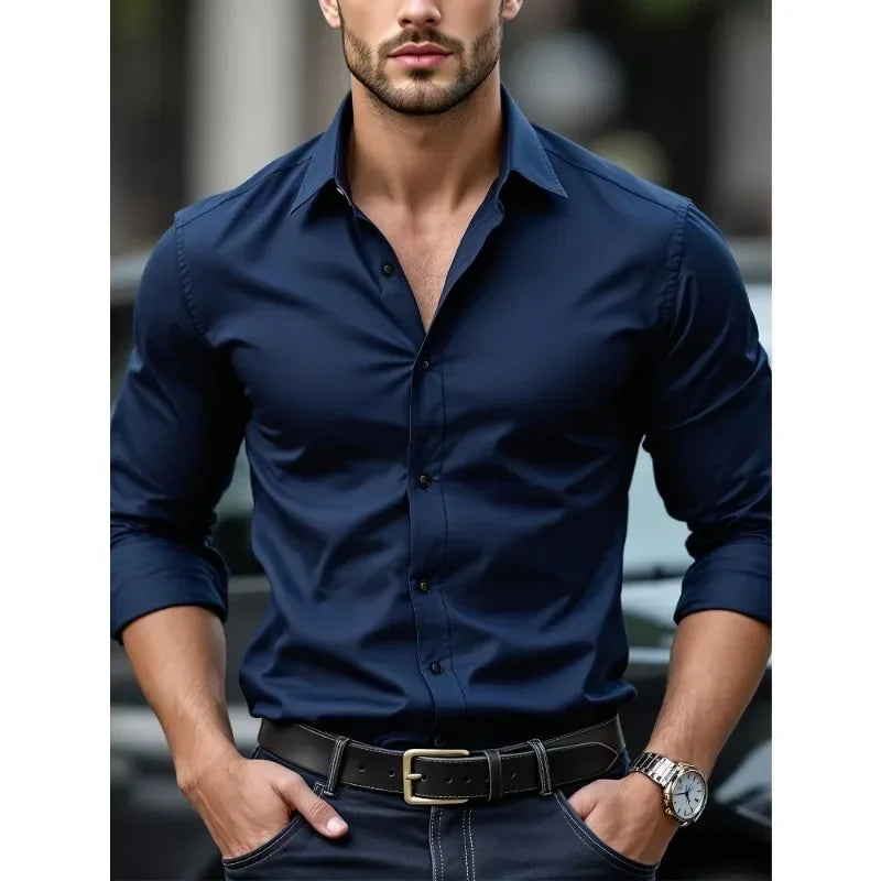 Men's Long Sleeve Elastic Fit Shirt 2