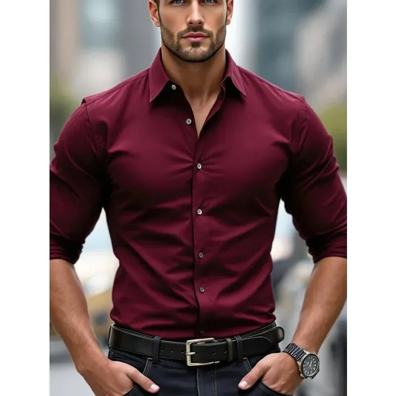Men's Long Sleeve Elastic Fit Shirt 3