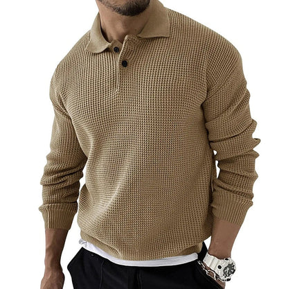 Men's Long Sleeve Polo Shirt - Knitted Casual Top 2