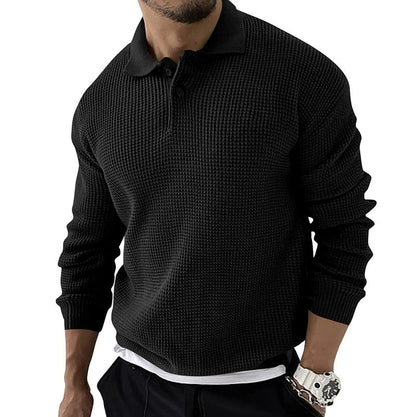 Men's Long Sleeve Polo Shirt - Knitted Casual Top 4