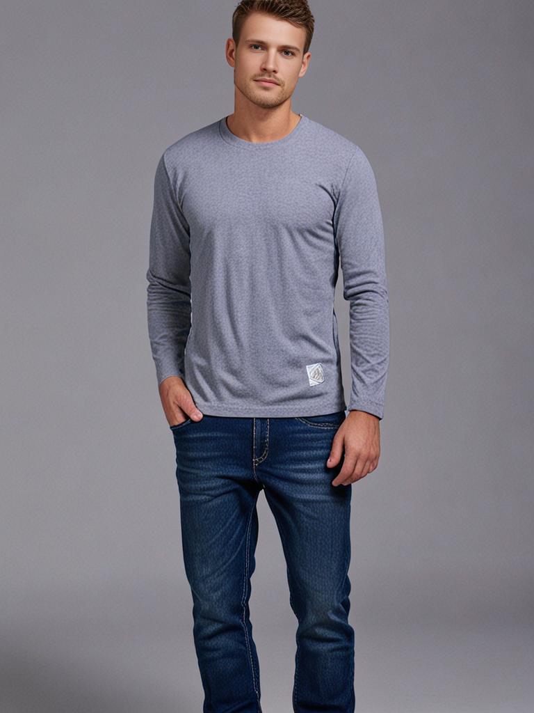 Men's Long Sleeve T-Shirt - Classic O-Neck Style 1