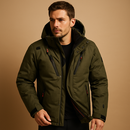 Men's Parka Jacket with Removable Hood for Winter Warmth 3