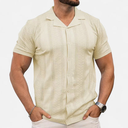 Men's Patchwork Stripe Knit Shirt 0