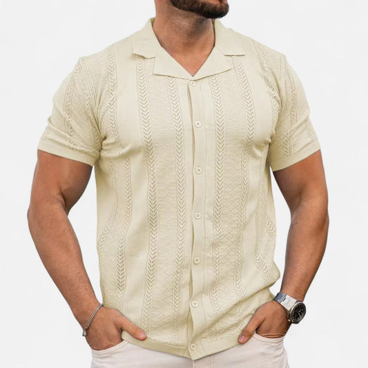 Men's Patchwork Stripe Knit Shirt 0