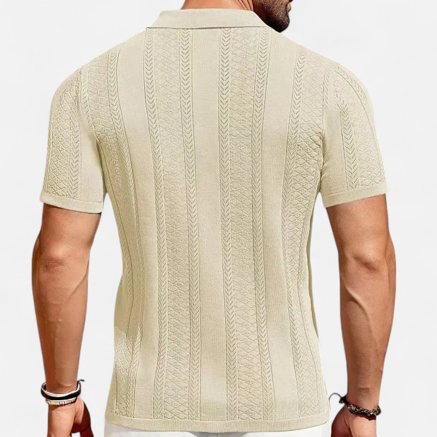 Men's Patchwork Stripe Knit Shirt 4