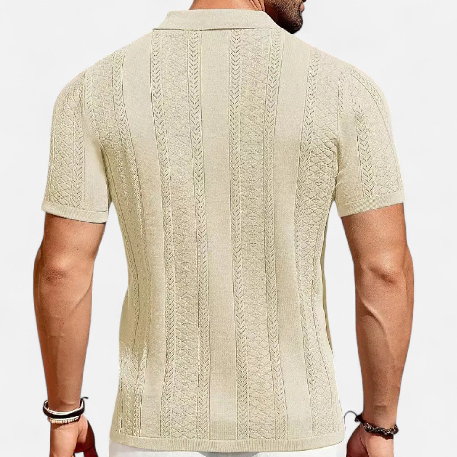 Men's Patchwork Stripe Knit Shirt 4