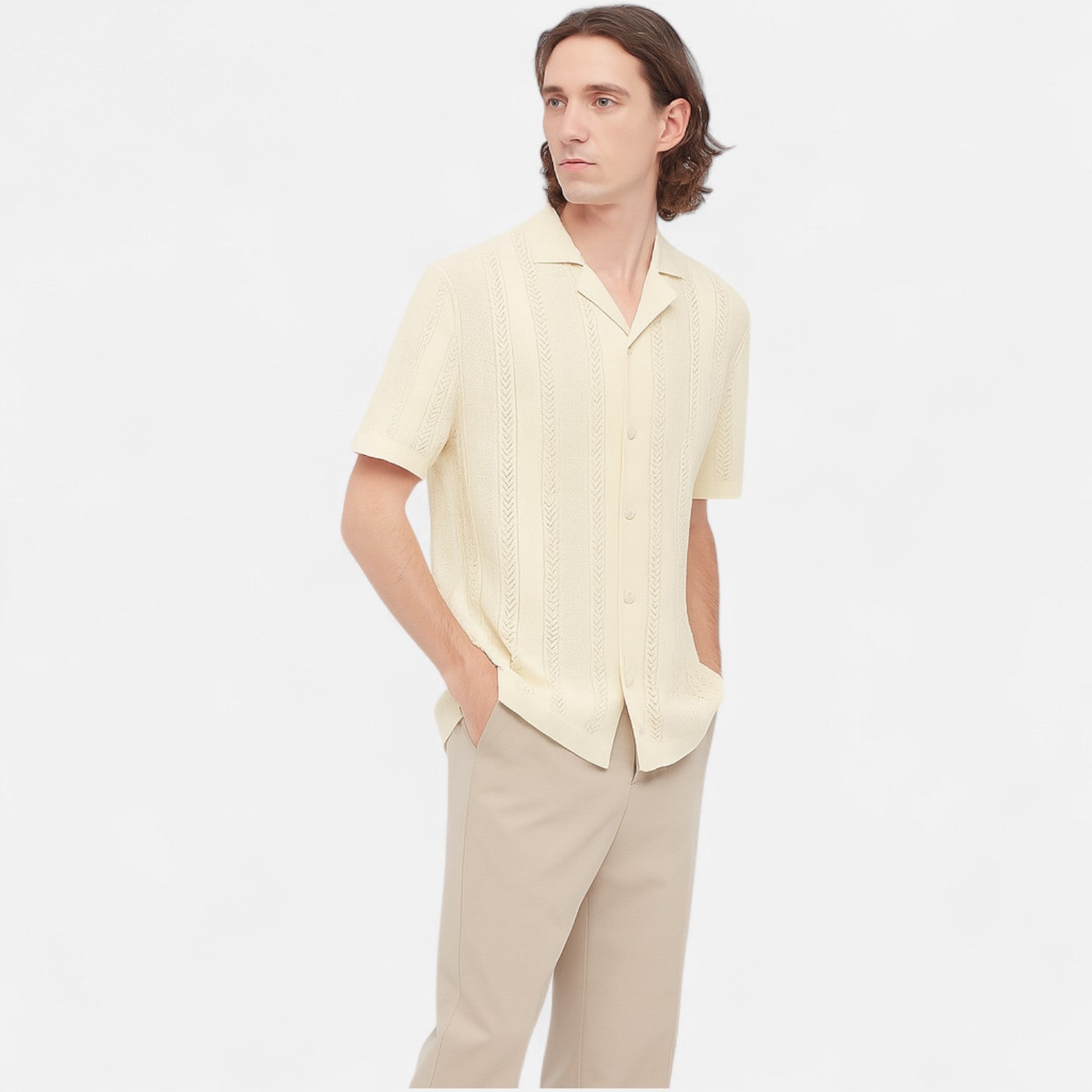 Men's Patchwork Stripe Knit Shirt 5