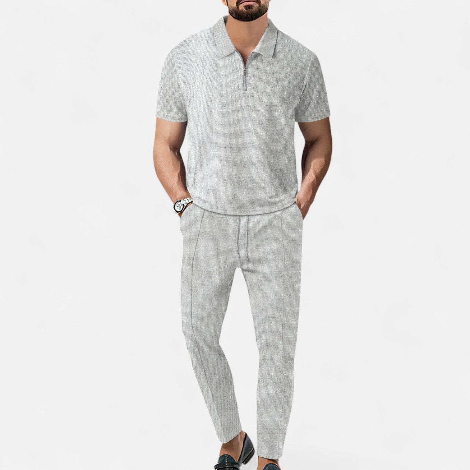 Men's Polo Shirt and Trouser Set - Casual Comfort Outfit 2