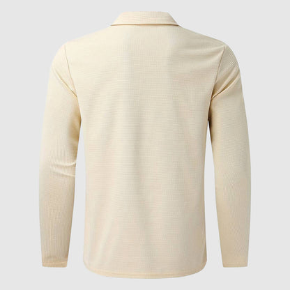 Men's Quarter Zip Sweater - Waffle Knit Long Sleeve Casual Wear 6