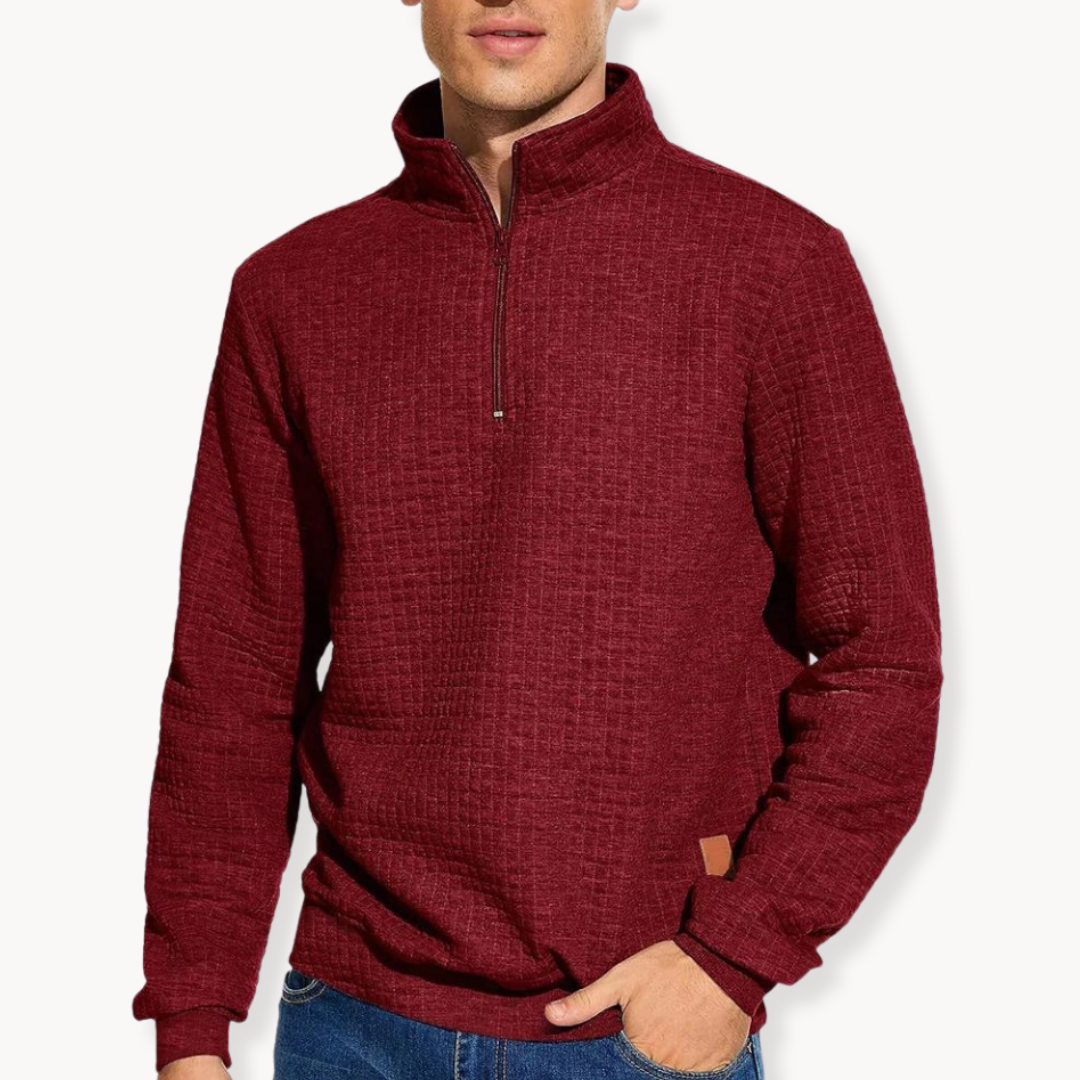 Men's Quarter Zip Sweater with Distinctive Pattern 4
