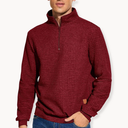 Men's Quarter Zip Sweater with Distinctive Pattern 4