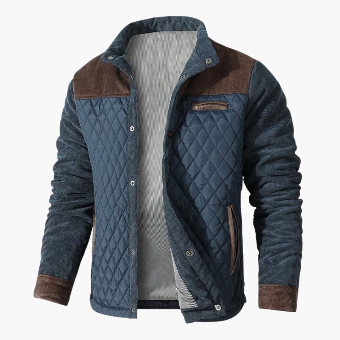 Men's Quilted Jacket with Stand-Up Collar 0