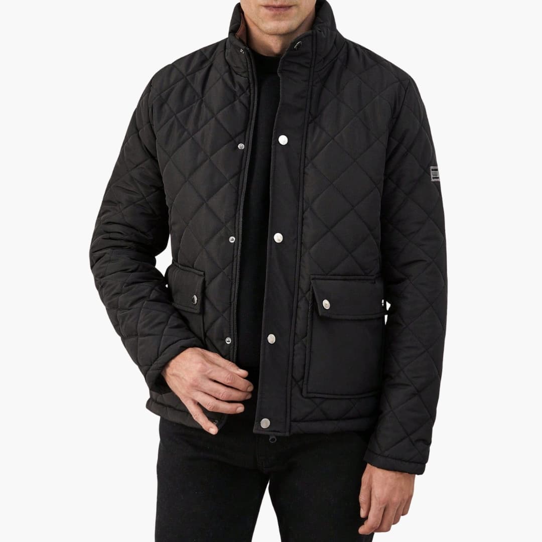 Men's Quilted Jacket with Stand-Up Collar 0