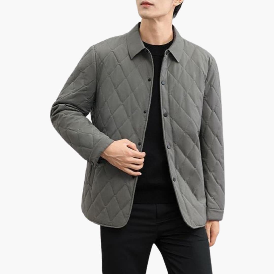 Men's Quilted Jacket with Structured Design and Pockets 0