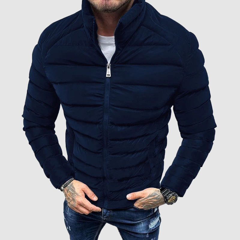 Men's Quilted Puffer Jacket with High Collar 1