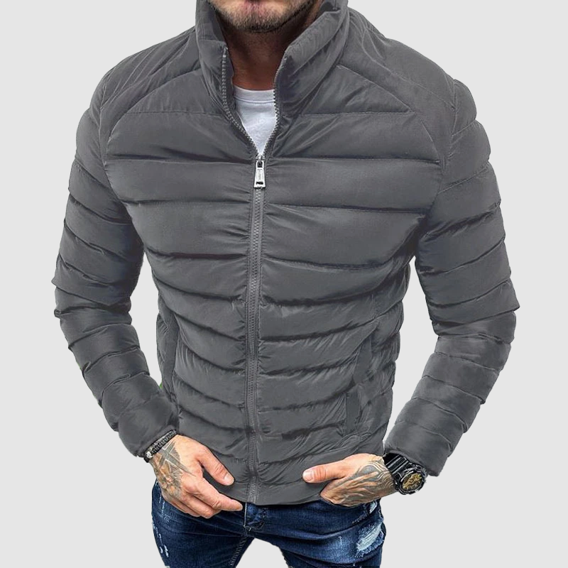 Men's Quilted Puffer Jacket with High Collar 2
