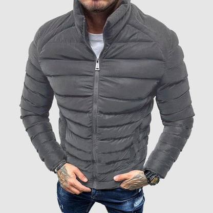 Men's Quilted Puffer Jacket with High Collar 2