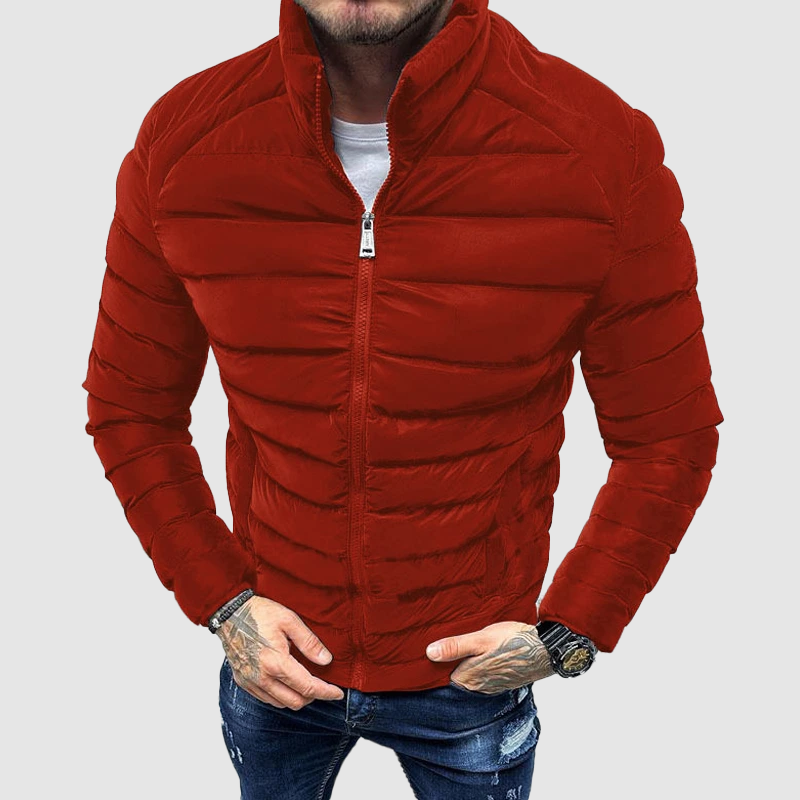 Men's Quilted Puffer Jacket with High Collar 3