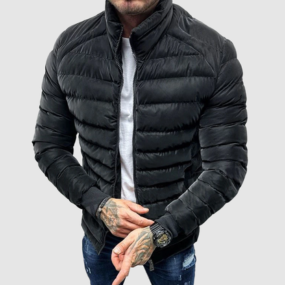 Men's Quilted Puffer Jacket with High Collar 4