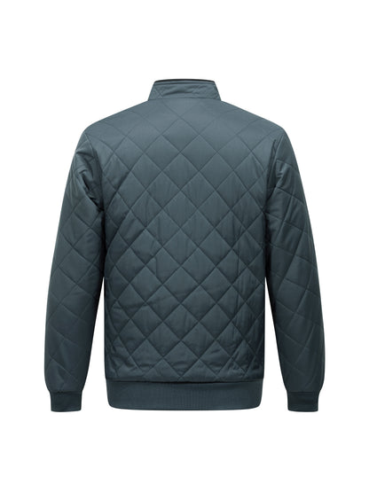 Men's Quilted Winter Jacket with Stand Collar and Pockets 7