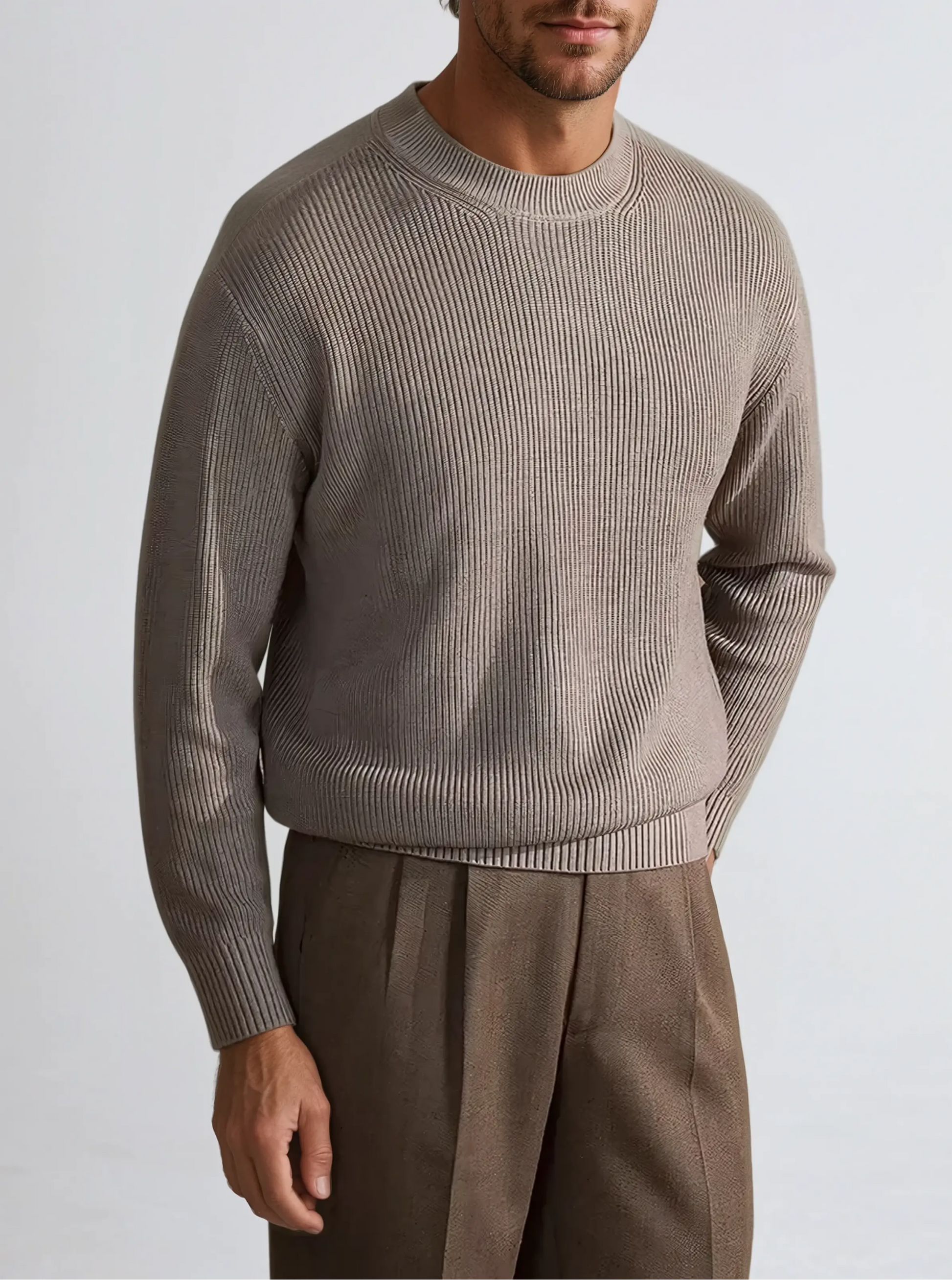 Men's Ribbed O-Neck Sweater 4